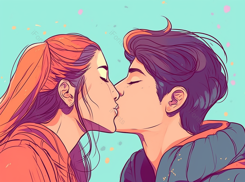 情侣浪漫约会亲吻手绘插画,插画/手绘图,插画/手绘图库,插画/手绘图下载,插画/手绘